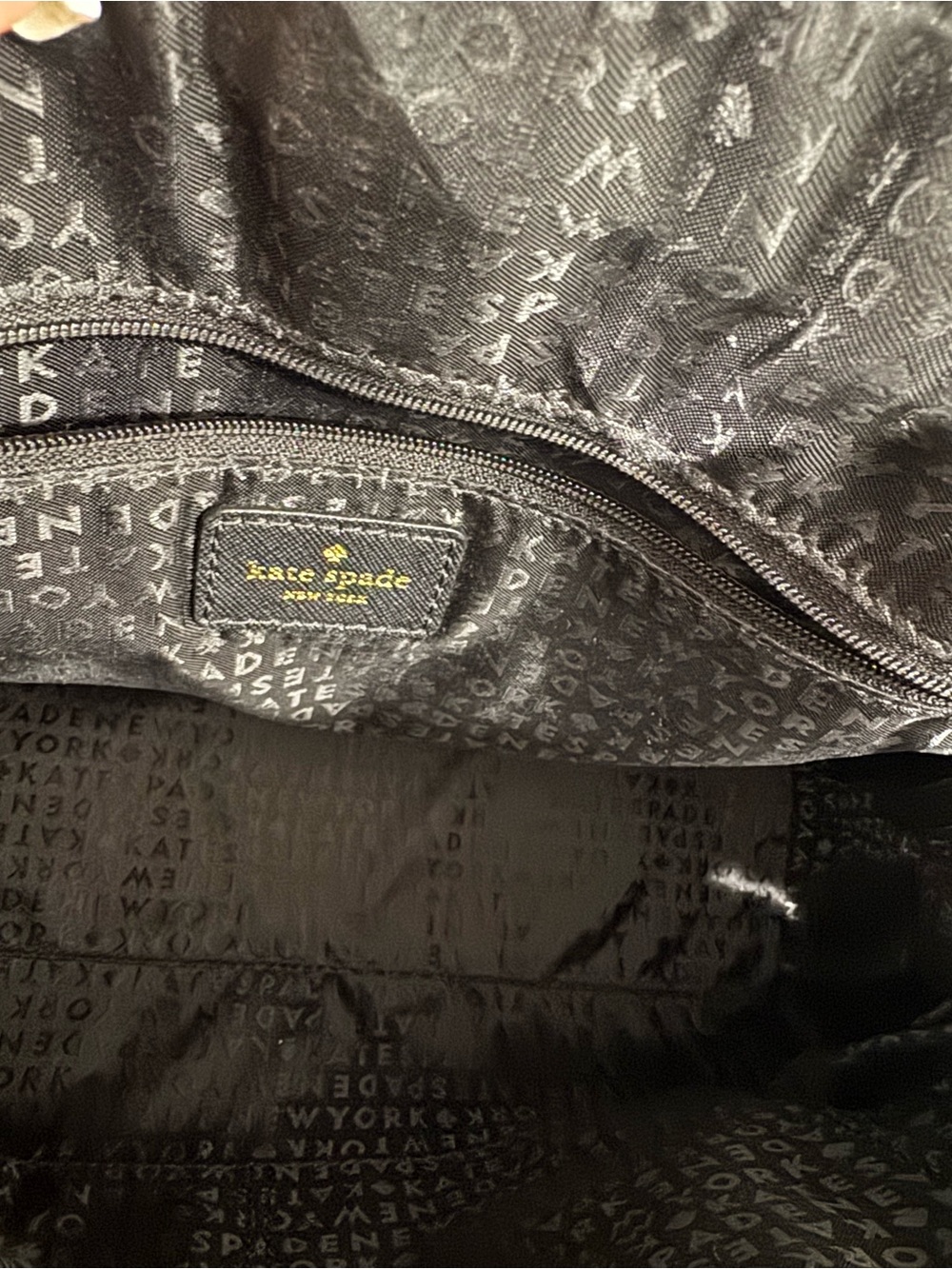 kate spade Black Saffiano Leather Tote with Gold Logo Plate - Picture 4 of 8